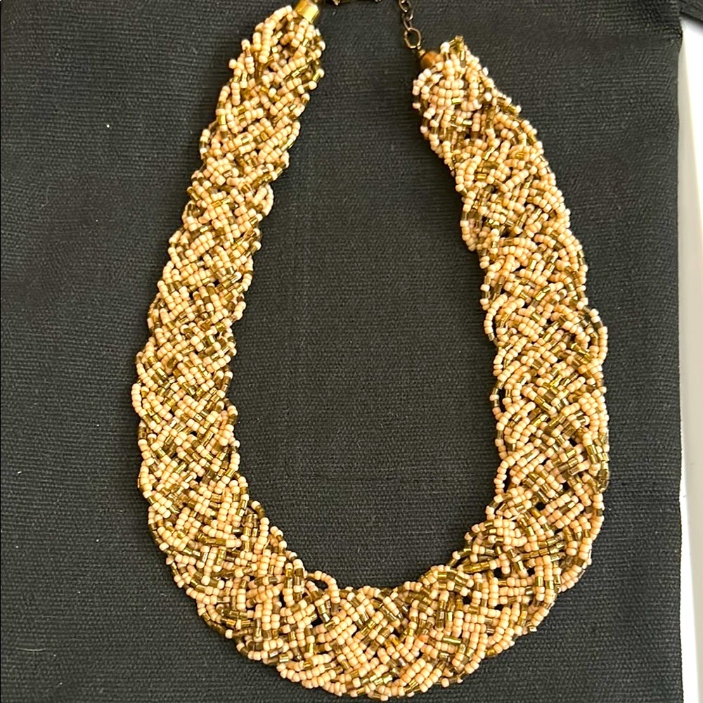 Luxurious Gold Collar Necklace with Braided Design and Textured Surface